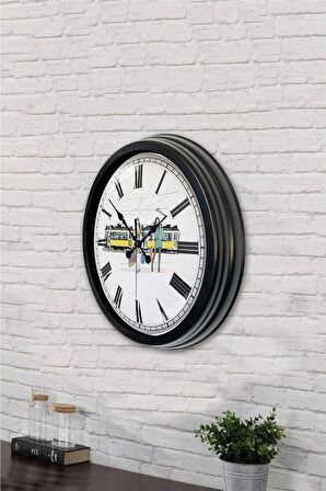 40 Cm Siyah Metal Moda Duvar Saati