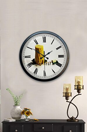 40 Cm Siyah Metal Mısır Duvar Saati