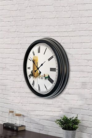 40 Cm Siyah Metal Mısır Duvar Saati