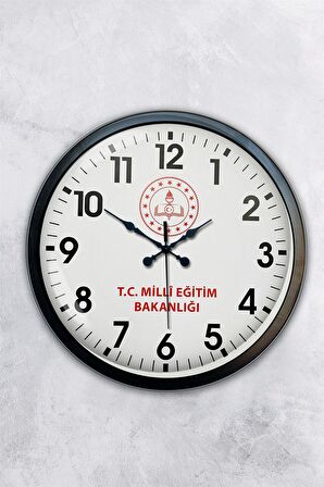 40 Cm Siyah Metal Milli Eğitim  Duvar Saati