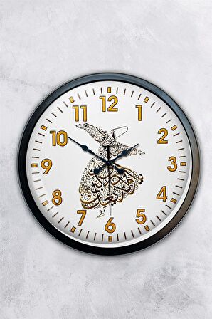 40 Cm Siyah Metal Mevlana Duvar Saati