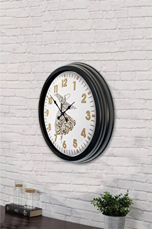 40 Cm Siyah Metal Mevlana Duvar Saati