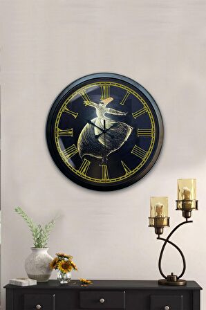 40 Cm Siyah Metal Mevlana Duvar Saati