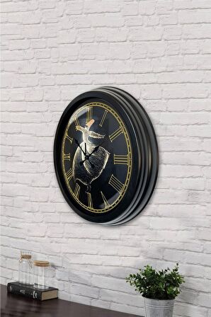 40 Cm Siyah Metal Mevlana Duvar Saati