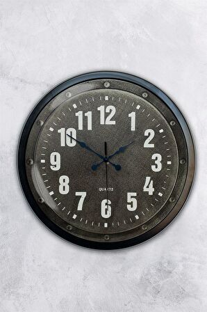 40 Cm Siyah Metal Metal Duvar Saati