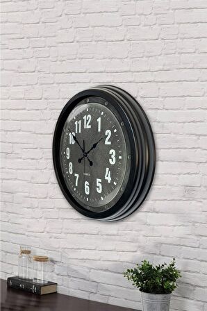 40 Cm Siyah Metal Metal Duvar Saati