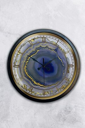 40 Cm Siyah Metal Mermer Desenli Duvar Saati