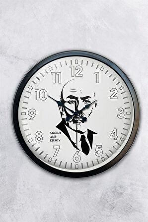 40 Cm Siyah Metal Mehmet Akif Ersoy Duvar Saati