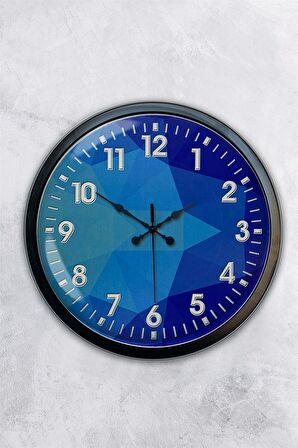 40 Cm Siyah Metal Mavi Döşeme Duvar Saati