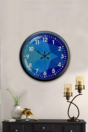 40 Cm Siyah Metal Mavi Döşeme Duvar Saati