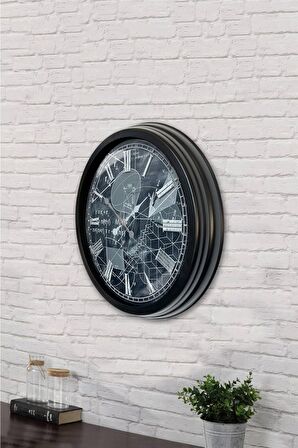 40 Cm Siyah Metal Matematik Duvar Saati