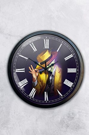 40 Cm Siyah Metal Maske Duvar Saati