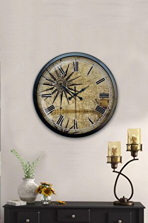 40 Cm Siyah Metal Maps Duvar Saati