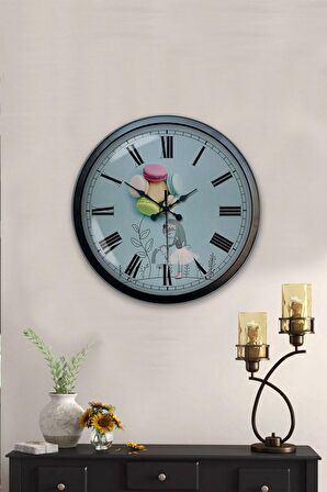 40 Cm Siyah Metal Makaron Duvar Saati