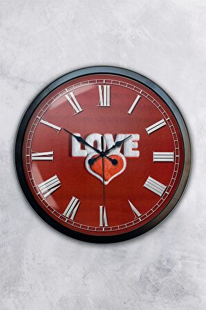 40 Cm Siyah Metal Love Duvar Saati