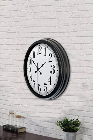 40 Cm Siyah Metal Latin Rakamlı Duvar Saati