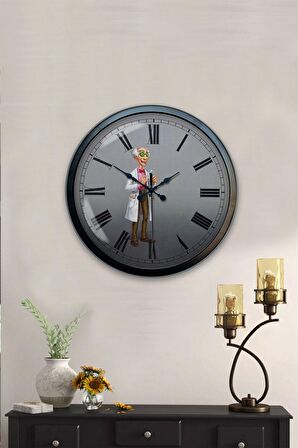 40 Cm Siyah Metal Laboratuvar Duvar Saati