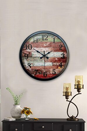 40 Cm Siyah Metal Kütük Duvar Saati