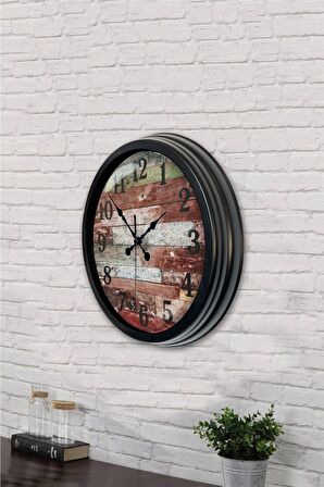 40 Cm Siyah Metal Kütük Duvar Saati