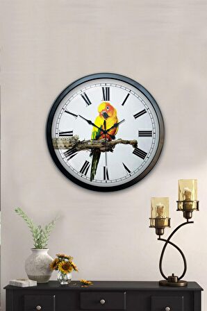 40 Cm Siyah Metal Kuş Duvar Saati