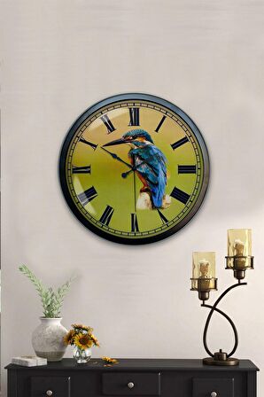 40 Cm Siyah Metal Kuş Duvar Saati