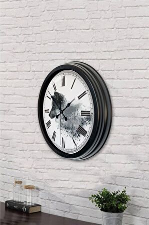 40 Cm Siyah Metal Kurt Duvar Saati