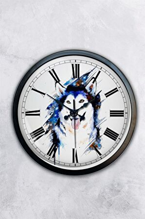 40 Cm Siyah Metal Kurt Duvar Saati