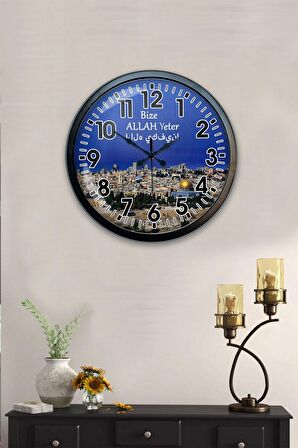 40 Cm Siyah Metal Kudüs Duvar Saati