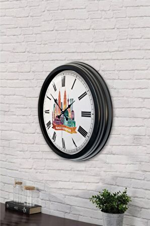 40 Cm Siyah Metal Kuala Lumpur Temalı Duvar Saati