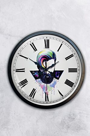 40 Cm Siyah Metal Kuaför Duvar Saati