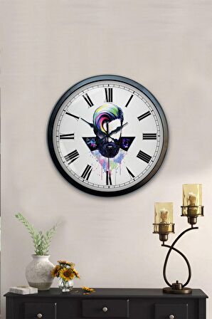 40 Cm Siyah Metal Kuaför Duvar Saati