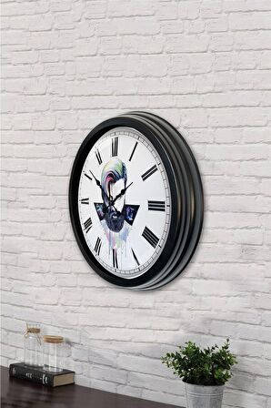 40 Cm Siyah Metal Kuaför Duvar Saati