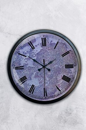 40 Cm Siyah Metal Kreter Duvar Saati