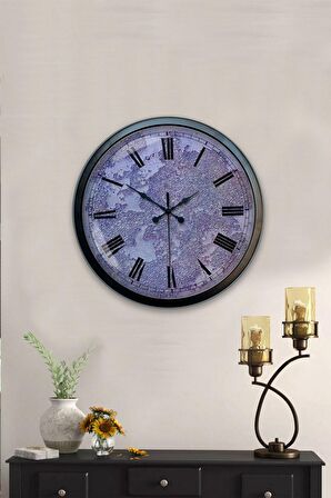 40 Cm Siyah Metal Kreter Duvar Saati