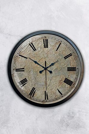 40 Cm Siyah Metal Kreter Duvar Saati