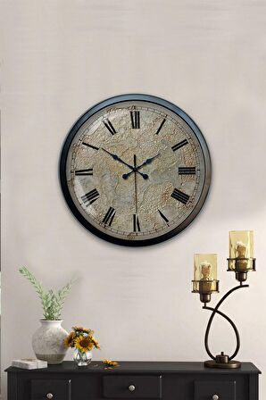 40 Cm Siyah Metal Kreter Duvar Saati