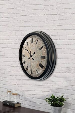40 Cm Siyah Metal Kreter Duvar Saati