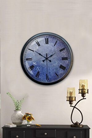 40 Cm Siyah Metal Kreter Duvar Saati