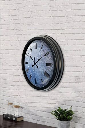 40 Cm Siyah Metal Kreter Duvar Saati