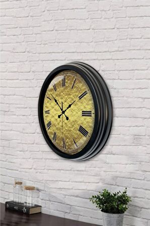 40 Cm Siyah Metal Kraker Duvar Saati