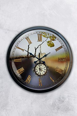 40 Cm Siyah Metal Köstek Duvar Saati