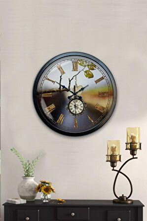 40 Cm Siyah Metal Köstek Duvar Saati