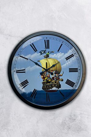 40 Cm Siyah Metal Korsan Turizm Duvar Saati