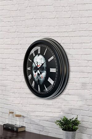 40 Cm Siyah Metal Korsan Duvar Saati