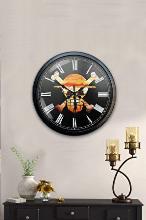 40 Cm Siyah Metal Korsan Duvar Saati