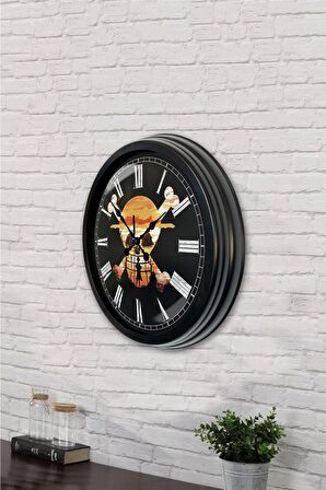 40 Cm Siyah Metal Korsan Duvar Saati