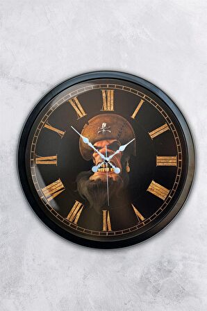 40 Cm Siyah Metal Korsan Duvar Saati