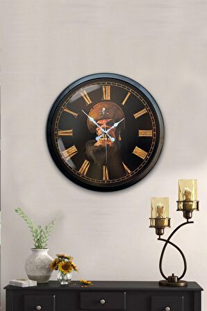 40 Cm Siyah Metal Korsan Duvar Saati