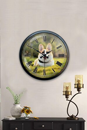 40 Cm Siyah Metal Köpek Duvar Saati