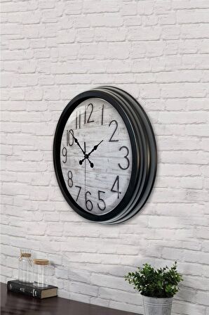 40 Cm Siyah Metal Klasik Sayı Duvar Saati